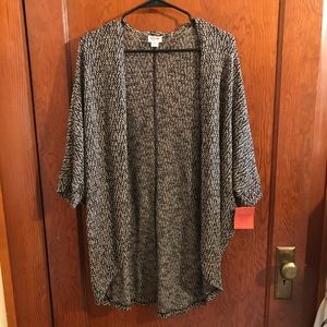 Cream and black knit kimono